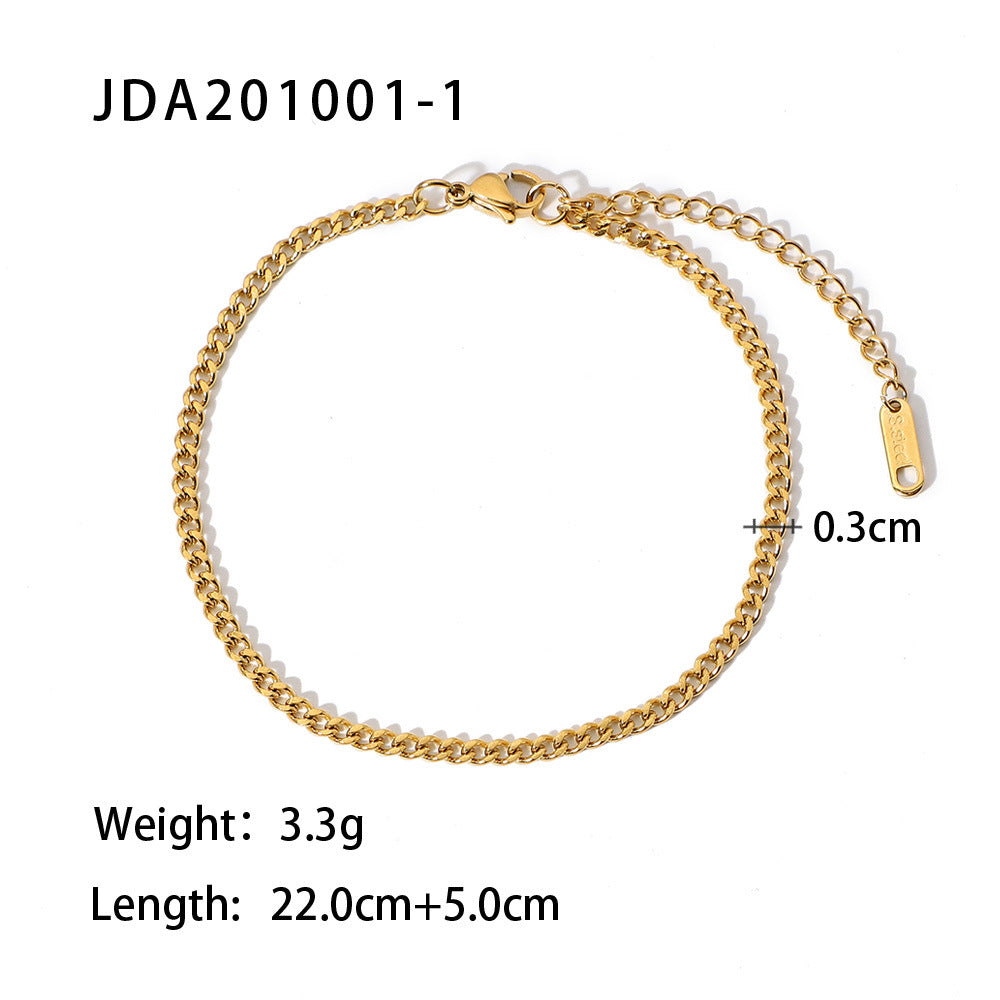 5pcs Vintage 18K Gold Cross Fine Anklet Women's Fashion Stainless Steel Anklet Jewelry