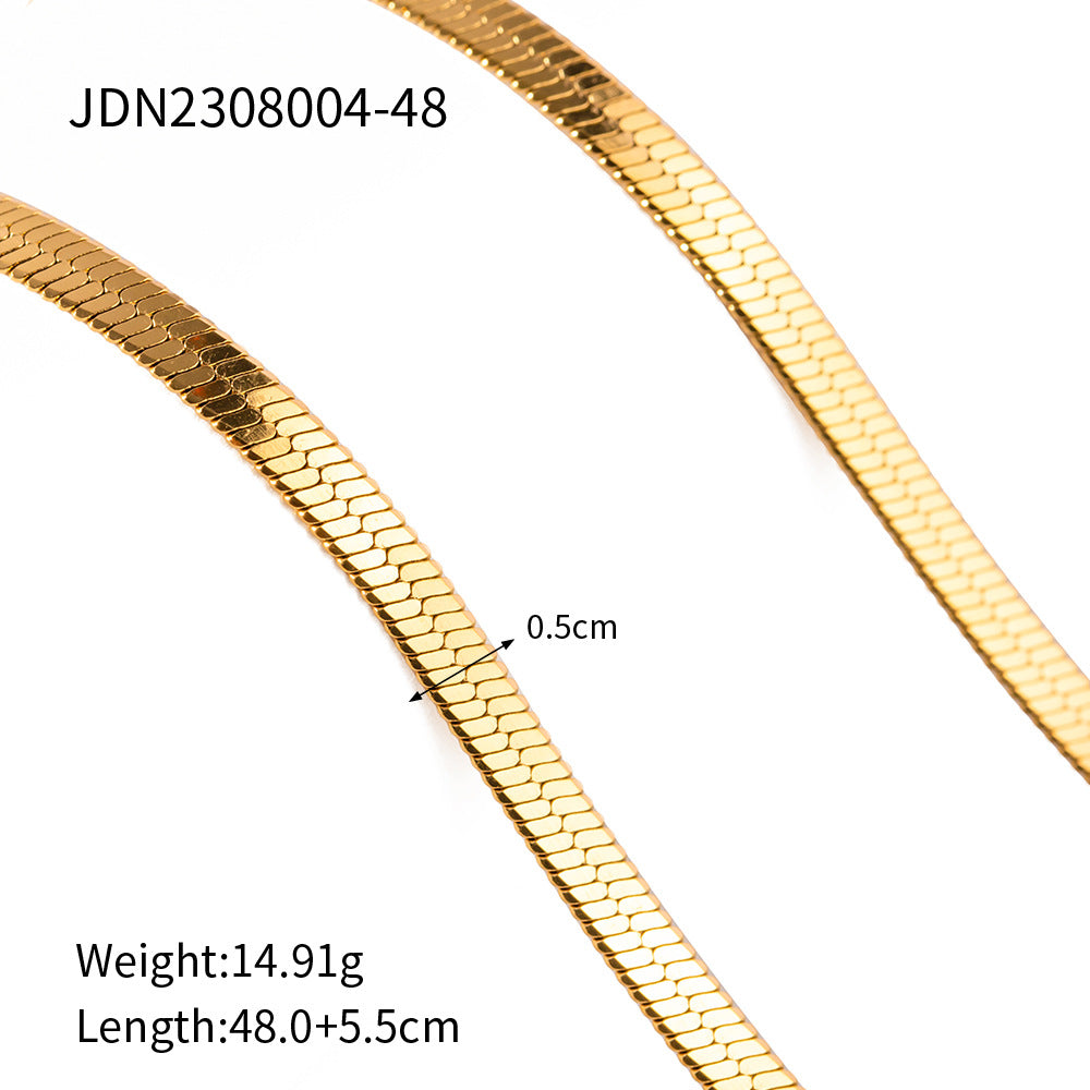 5pcs Titanium Steel Necklace Jewelry Stainless Steel Gold 5Mm Piece Chain Snake Chain Necklace Necklace For Women