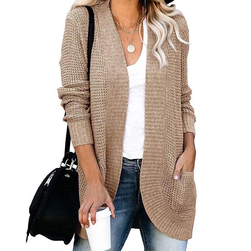 New Autumn And Winter Cardigan Women's Curved Front Knit Sweater Women