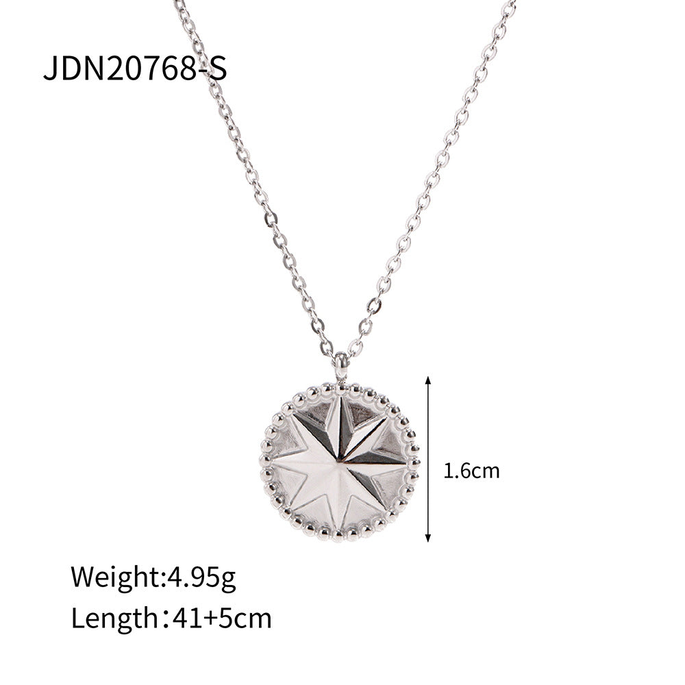 5pcs Stainless Steel Necklace 18K Gold Stainless Steel Octet Star Coin Pendant Necklace Women's Jewelry