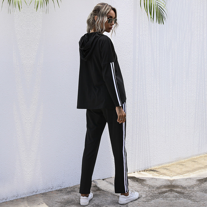 Fashion Women's Two-Piece Black Irregular Leisure Suit Women