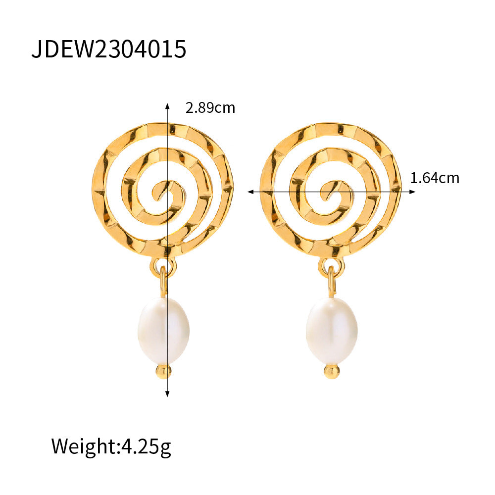 5pcs 18K Gold Plated Stainless Steel Light Pearl Drop Earrings Women's Fashion All-Match Earrings
