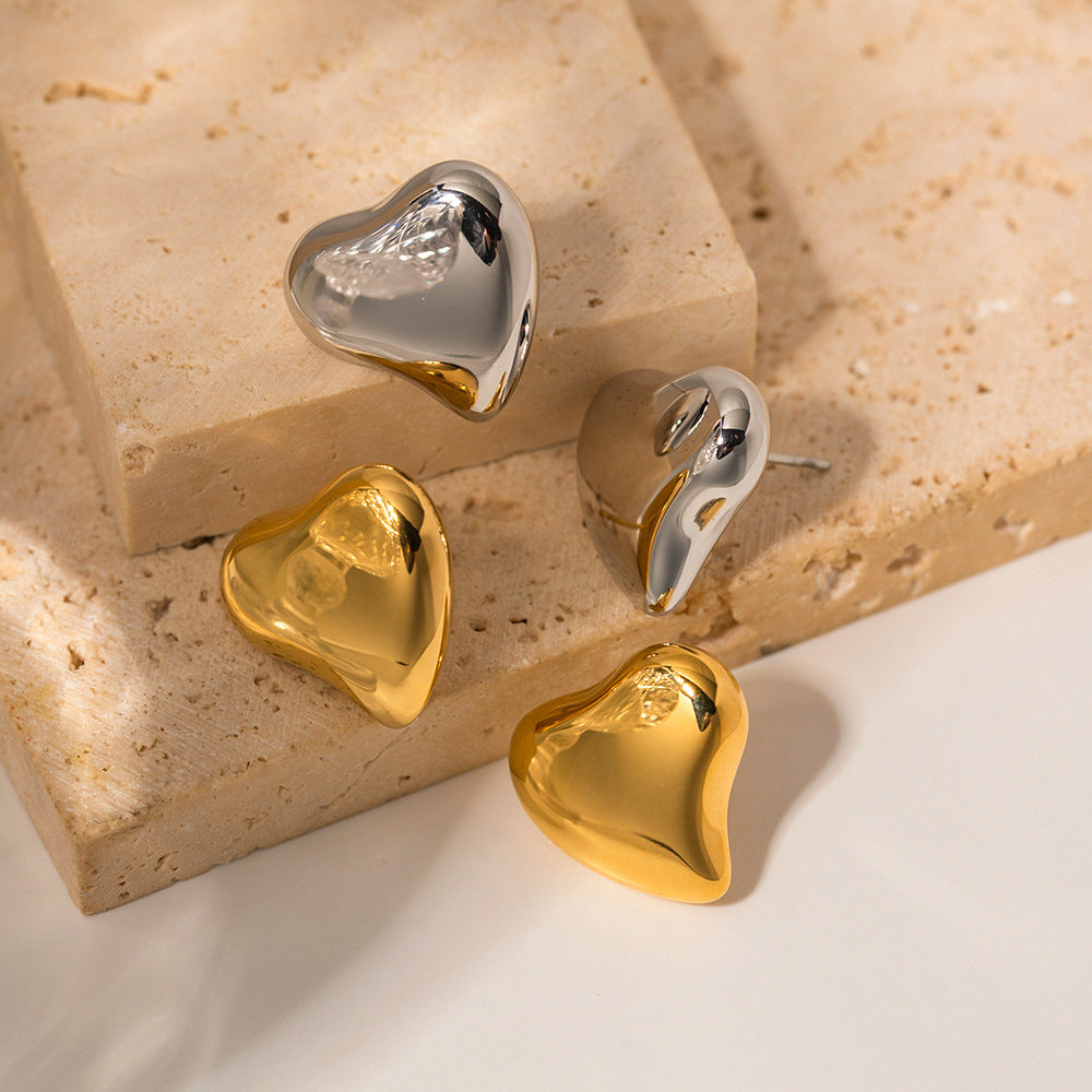 5pcs Accessories 16K Gold Irregular Love Earrings Exaggerated Design Sense Not Fading Earrings
