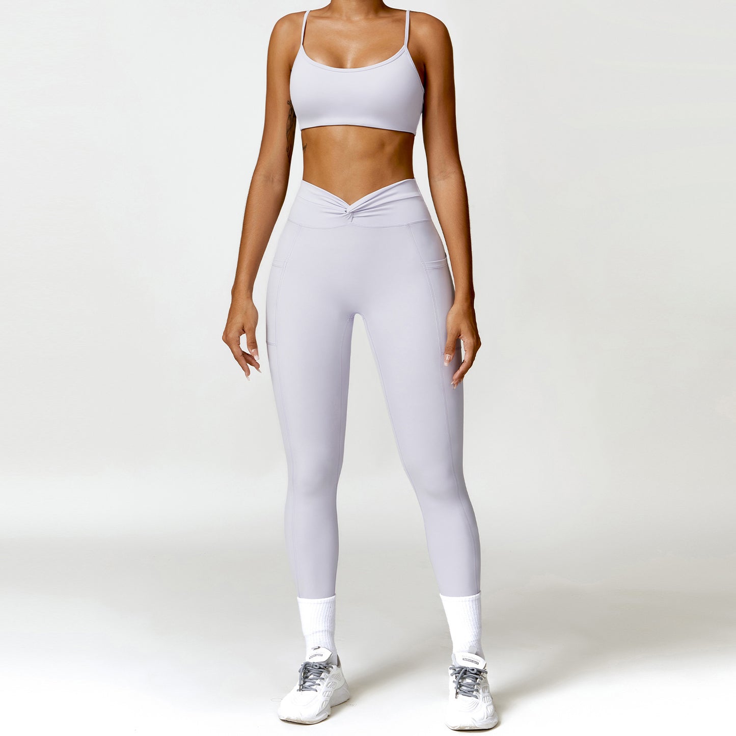 Naked Tight Yoga Set Quick Dry Back Fitness Wear Outdoor Running Sports Set Female