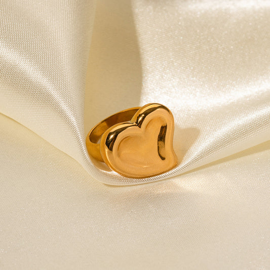 5pcs 18K Gold Stainless Steel Exaggerated Love Ring Fashion High-Grade Non-Fading Jewelry