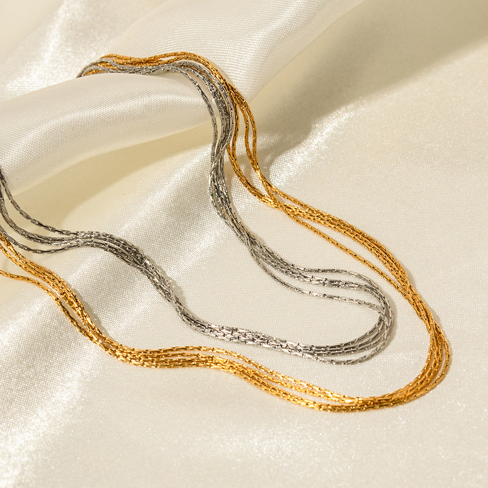 5pcs Exquisite 18K Gold Stainless Steel 4-In-1 Tassel Necklace Popular Overlay Jewelry Does Not Fade Jewelry