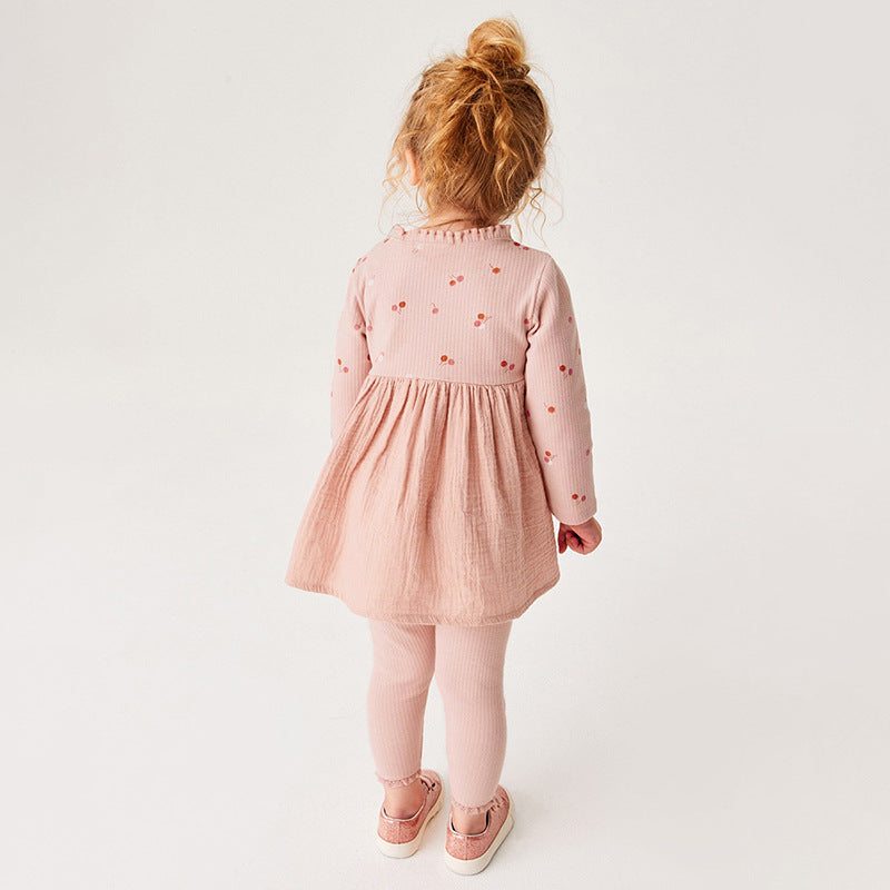 Autumn Girls' Set Children's Long-Sleeved Leggings Set Cute Girls' Dress Set