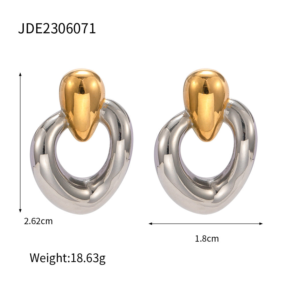 5pcs New 18K Gold Stainless Steel Gold And Silver Matching Line Sense Child Earrings Stainless Steel Earrings For Women