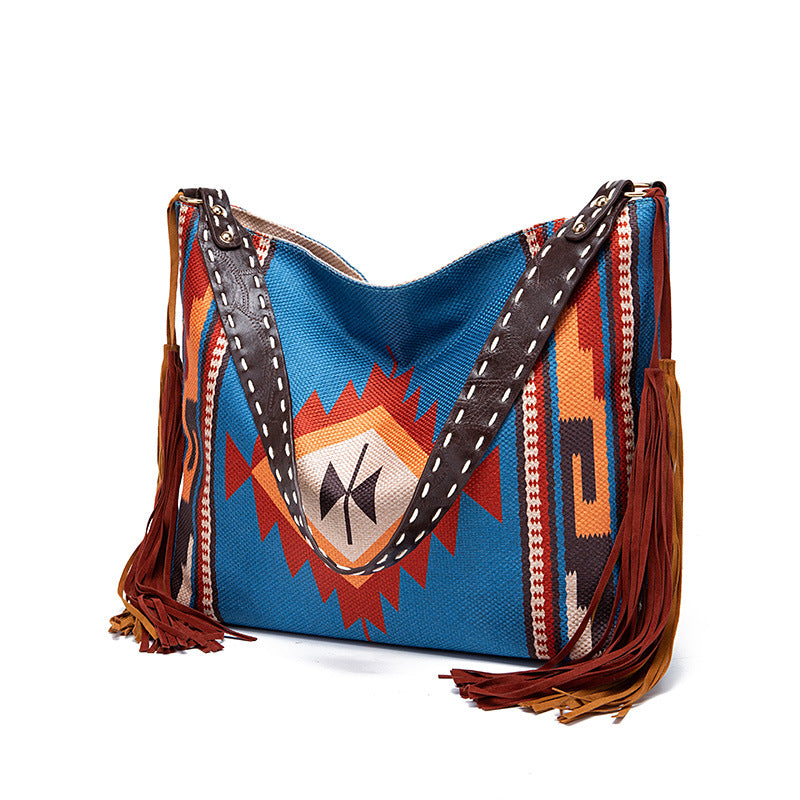 Retro Hand-Woven Flow Of Cotton And Linen Shoulder Bags For Women's Bags