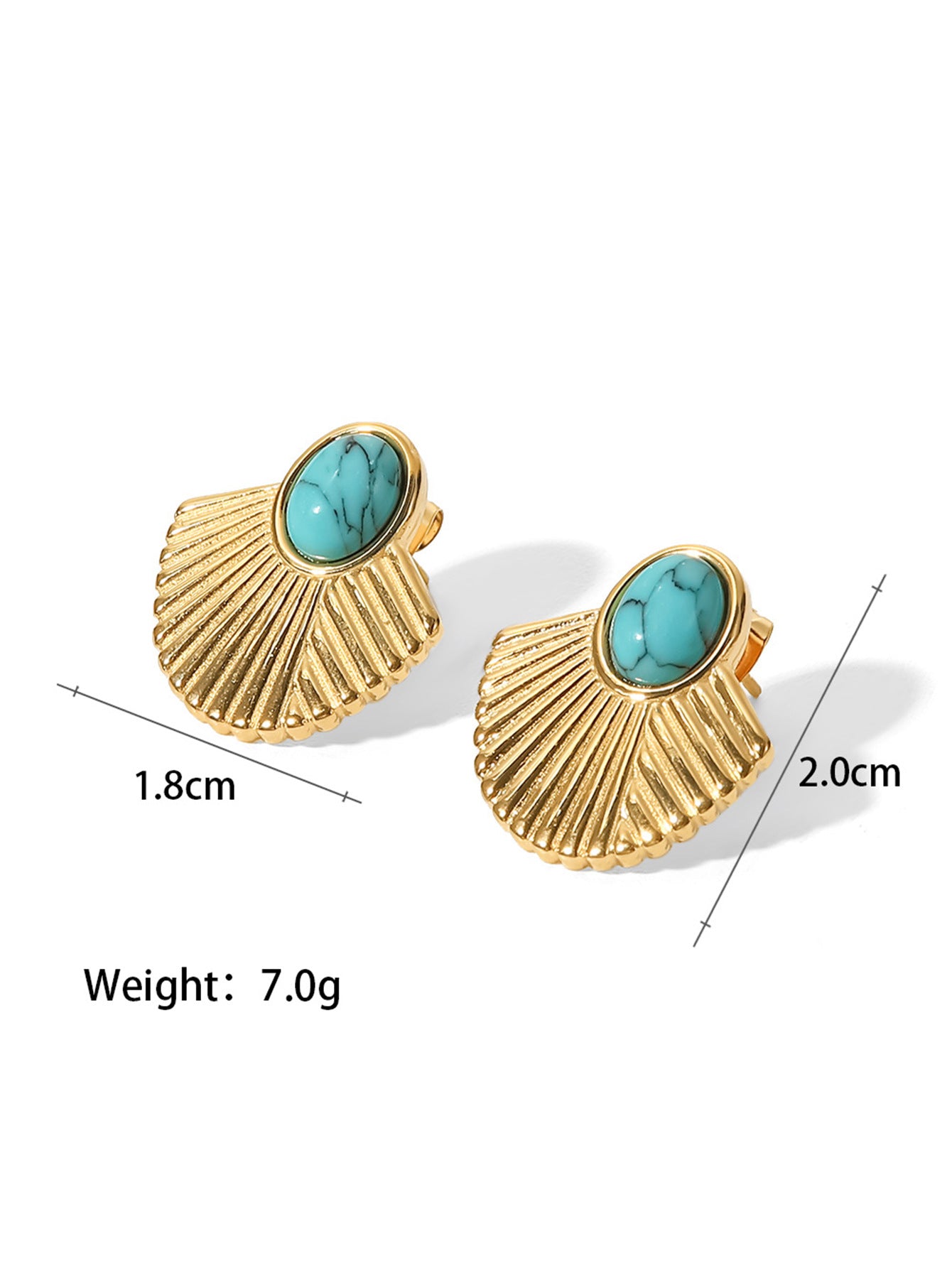 5pcs Green Series Of Niche Titanium Steel Earrings Retro Style High-Grade Non-Fading Turquoise Earrings