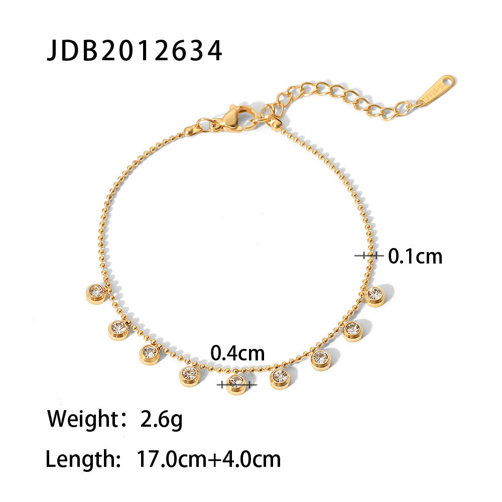5pcs New Diamond Fringe Choker Fashion All-Match Titanium Steel Necklace White Zircon Stainless Steel Choker Women