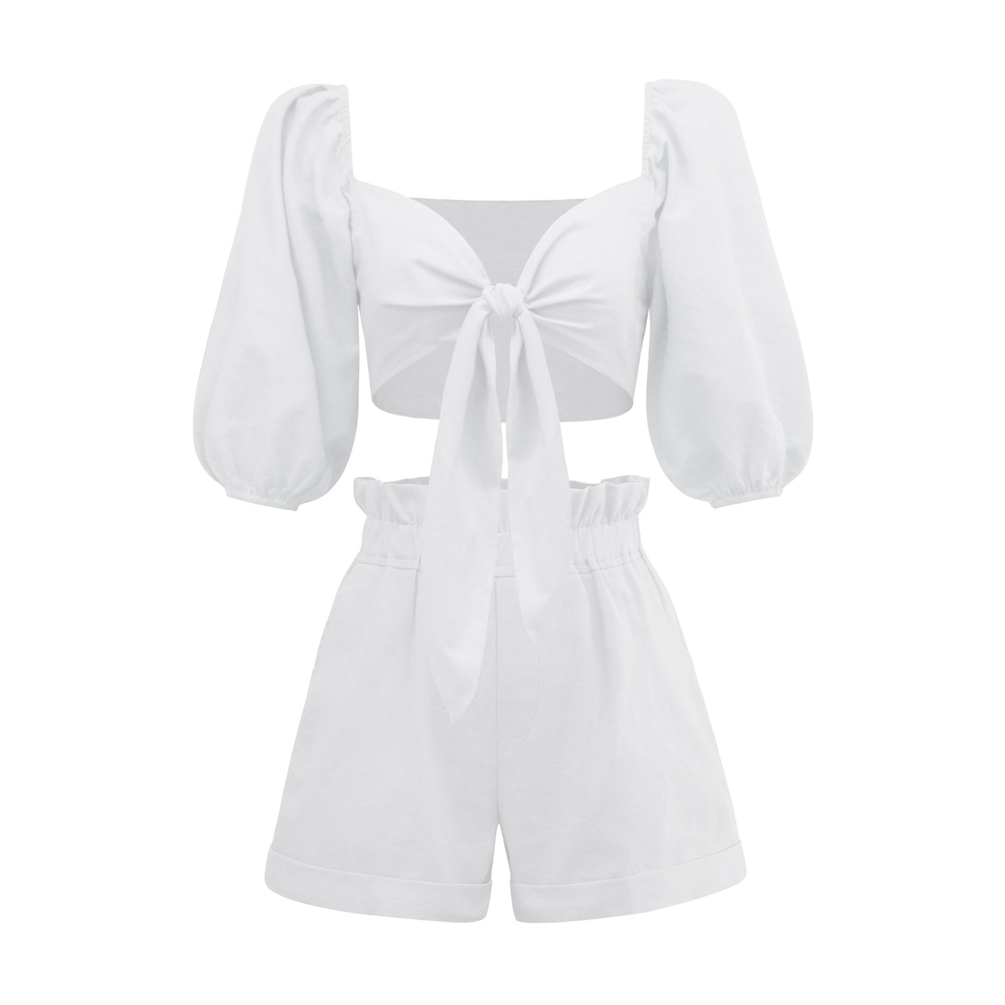 New Sexy Two-Piece Women's High-Waisted Shorts Cardigan Spice Girl Top Fashion Casual Suit