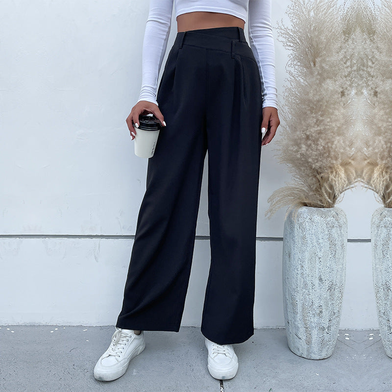 New Autumn New Fashion Women Solid Color Waist Casual Pants