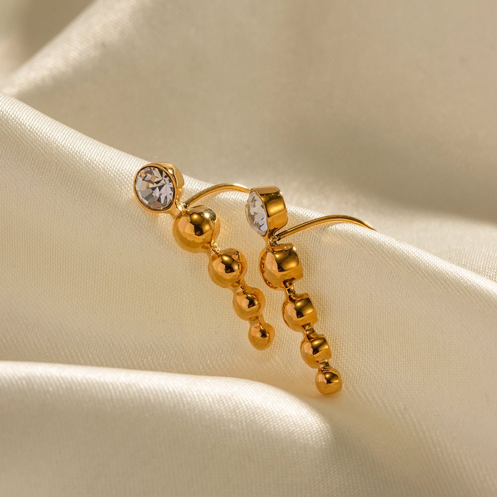 5pcs New Titanium Steel Earrings Women's 18K Gold Stainless Steel Inset Zircon Earrings Jewelry