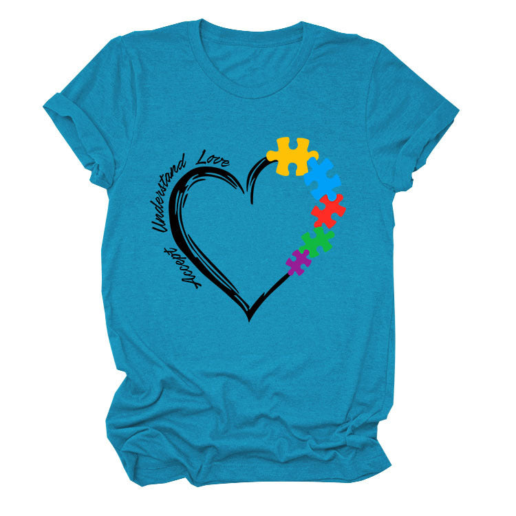 Fun Fashion Accept Understand Love Loose Casual Short Sleeves