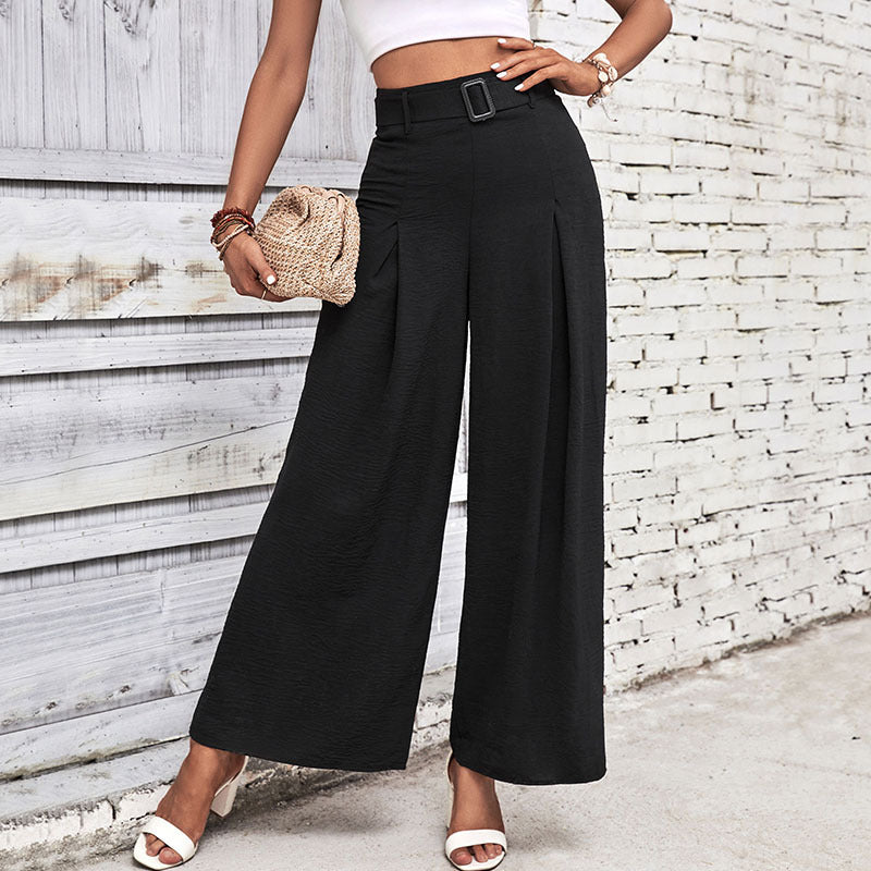 New Summer New Women's Solid Color High Waist Wide Leg Casual Pants Summer Girl