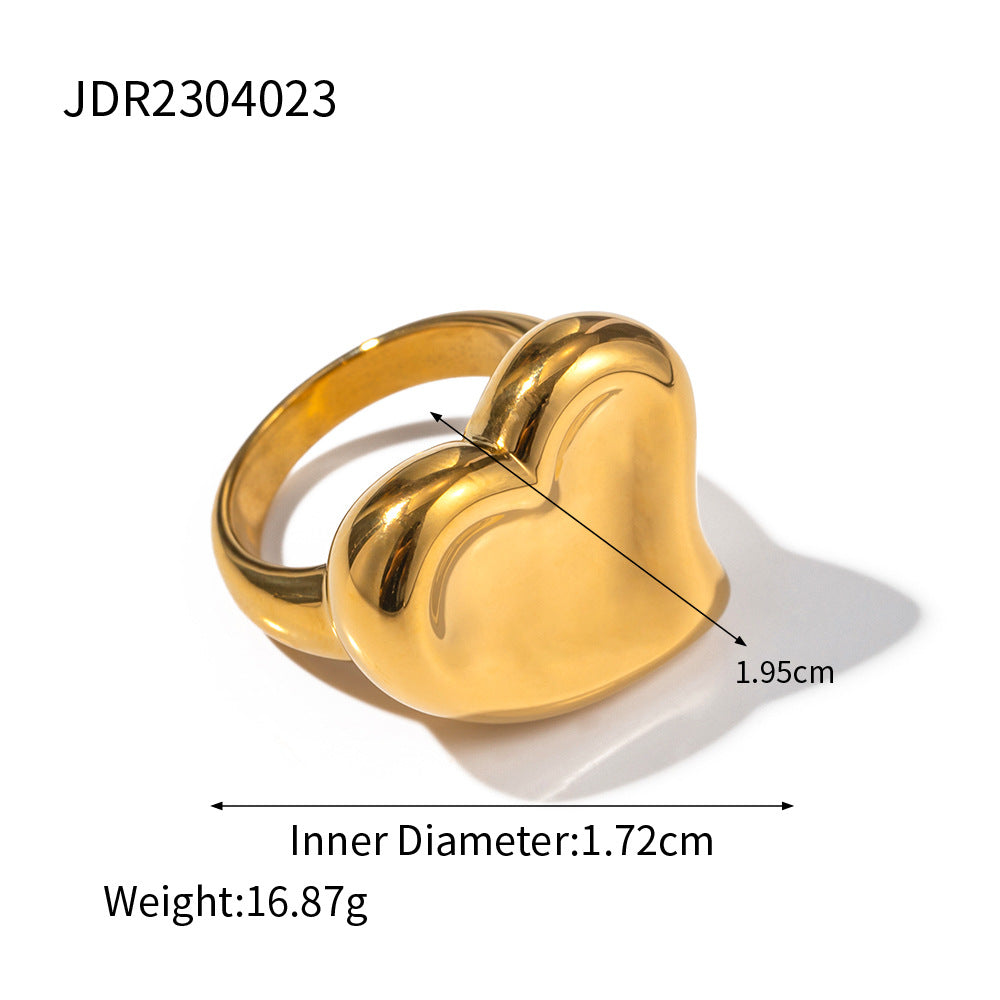 5pcs 18K Gold Stainless Steel Exaggerated Love Ring Fashion High-Grade Non-Fading Jewelry