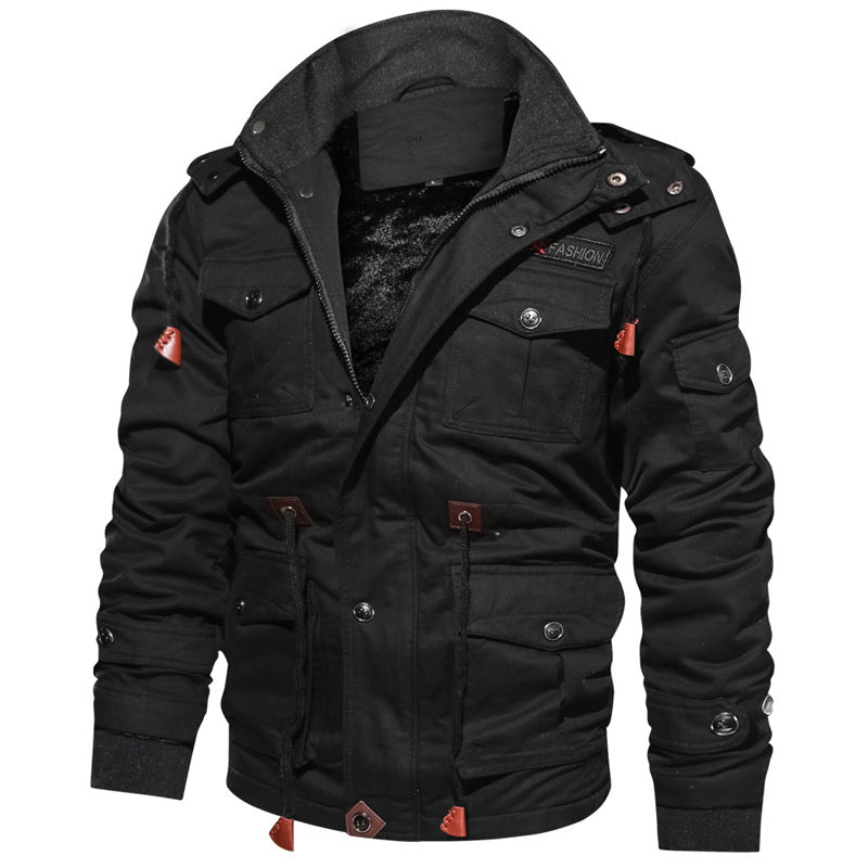 Navy Deck Suit Lamb Cashmere Jacket For Men Winter Padded Coat With Extra Fleece