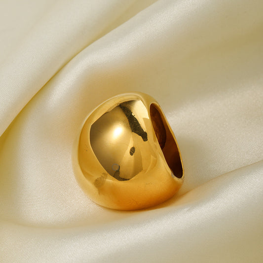 5pcs Simple Stylish Texture 18K Gold Stainless Steel 30Mm Face Width Large Chubby Hand Mirror Polishing