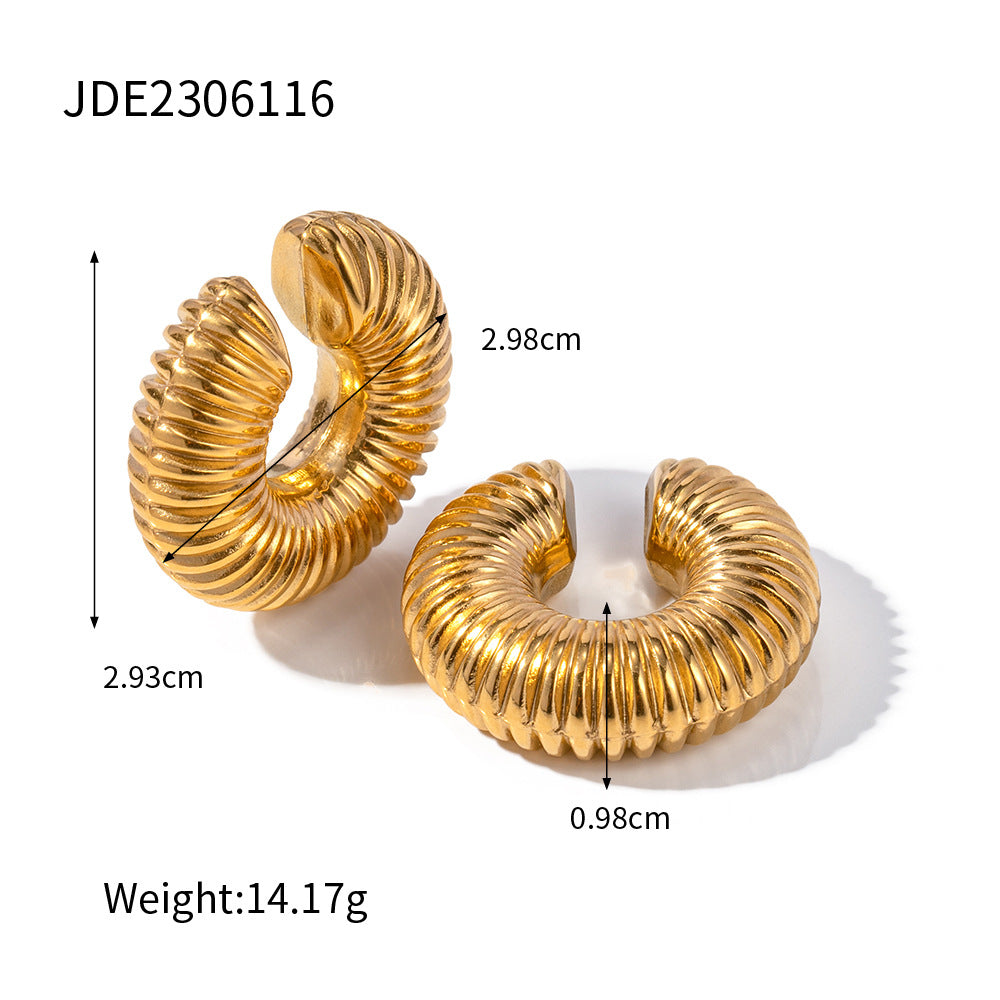 5pcs Fashion Simple With Stainless Steel Ear Clip 18K Gold Stainless Steel Large Snail Shell Ear Clip Jewelry Women