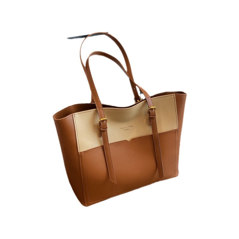 Color Contrast Large Capacity Tote Bag Female Summer New Fashion About Zi HandBag  Shoulder Bag