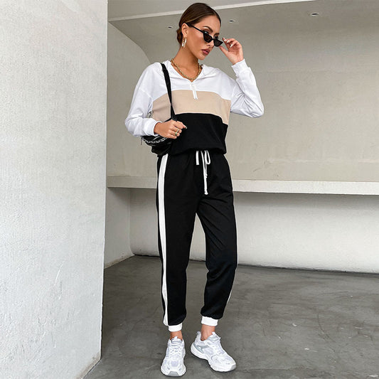 Women's Autumn New Hooded Hoodie Suit Women Leisure Sports Two-Piece Set