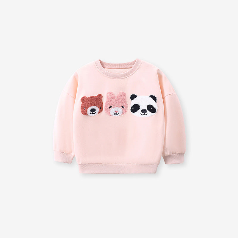 Winter Girls Plus Fleece Hoodie Fall Children's Set Cute Girls Trouser Set