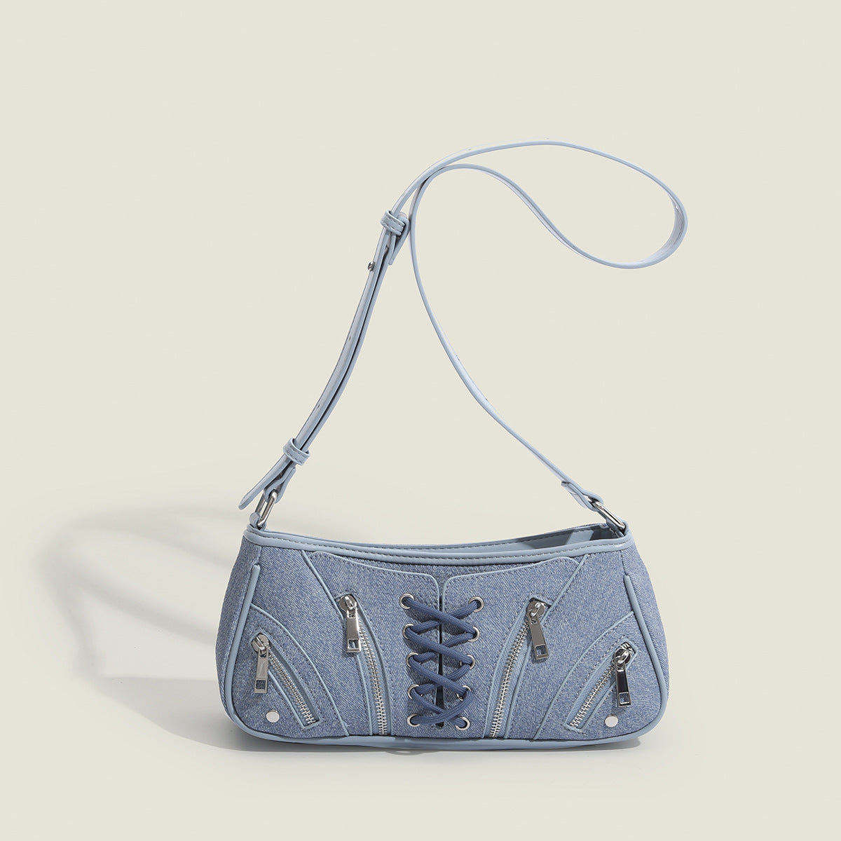 Small Luxury Baguette Underarm Bag Female Summer New Fashion Trend Motorcycle Bag 100 Shoulder Oblique Span Bag