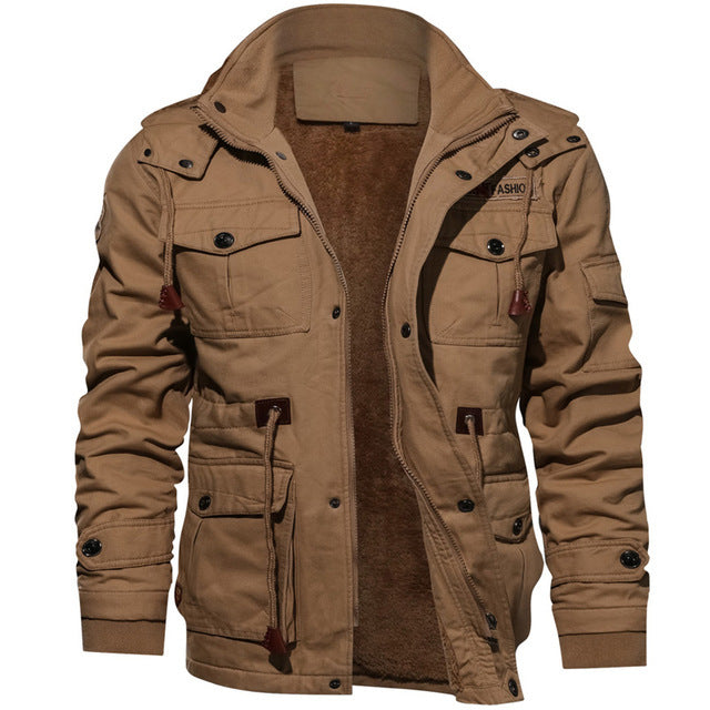 Navy Deck Suit Lamb Cashmere Jacket For Men Winter Padded Coat With Extra Fleece