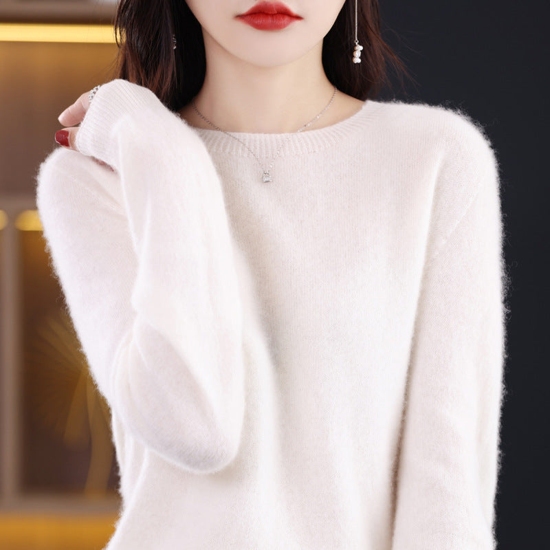 100 Pure Wool Knitwear Women's V-Neck Pullover Loose Base Shirt Autumn And Winter New Solid Color Sweater