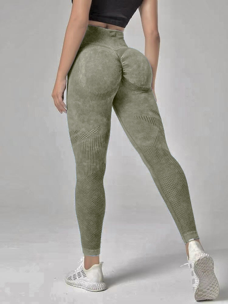 New Hollow-Out Seamless Yoga Pants High Waist Peach Hip Lift Hip Fitness Pants Women Wash Scrub Tight Sports Pants