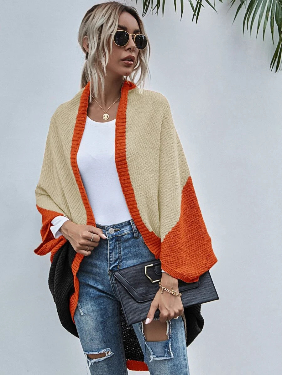 Color Cape Autumn And Winter New Color Knitting Cardigan Sweater Coat
