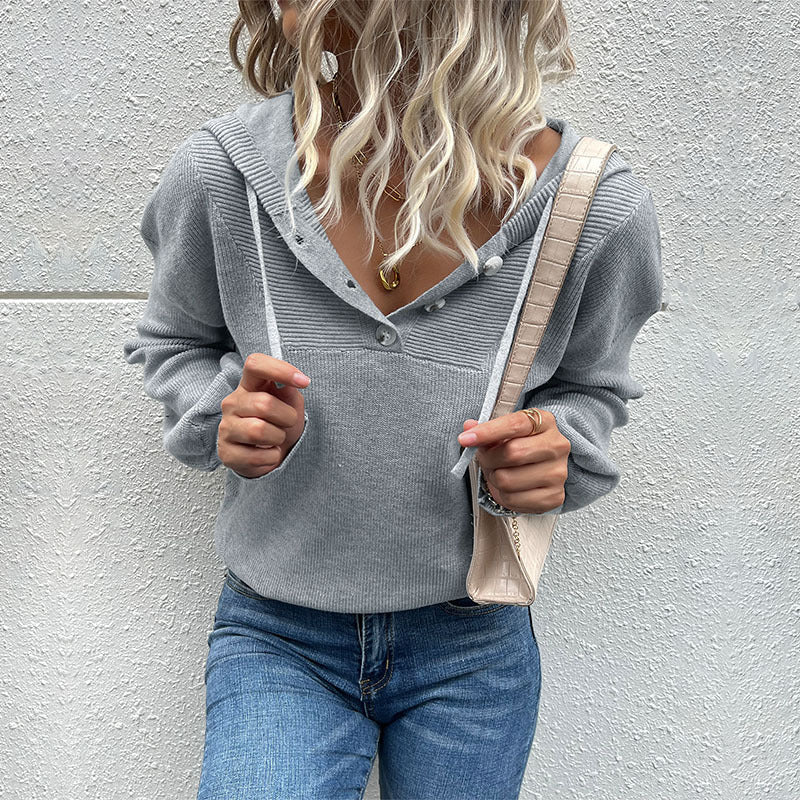 Cozy Autumn & Winter Solid Color Hooded Sweater for Women