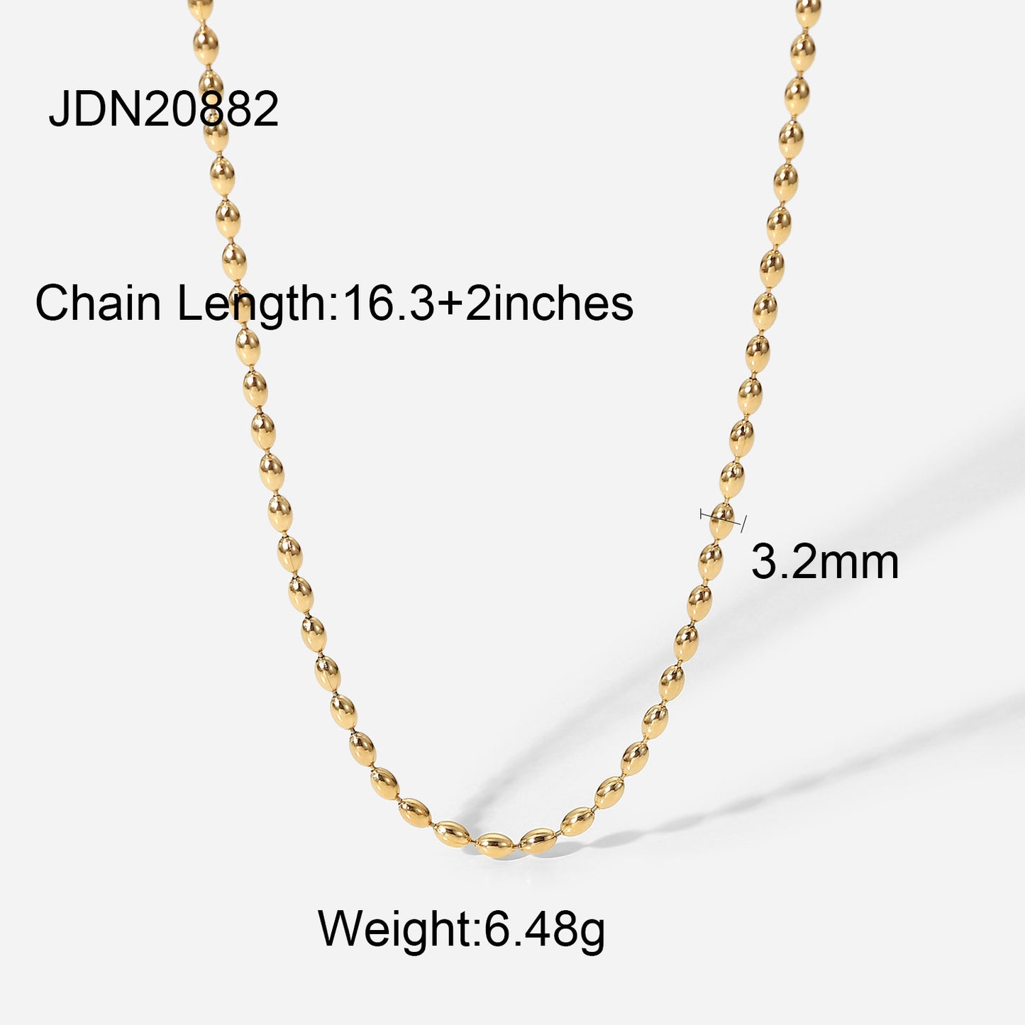 5pcs New Fashion Simple Oval Bead Bracelet Style 14K Gold Stainless Steel Necklace Women's Choker