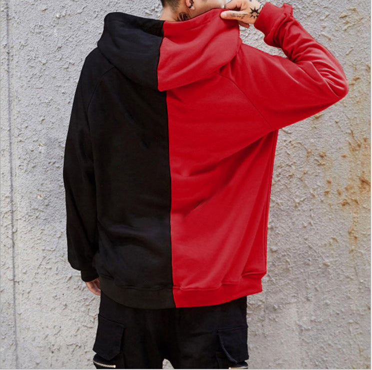Men's Casual Fashion Color Matching Smiley Hoodie Long Sleeve Sports Hooded Top Men's Wear