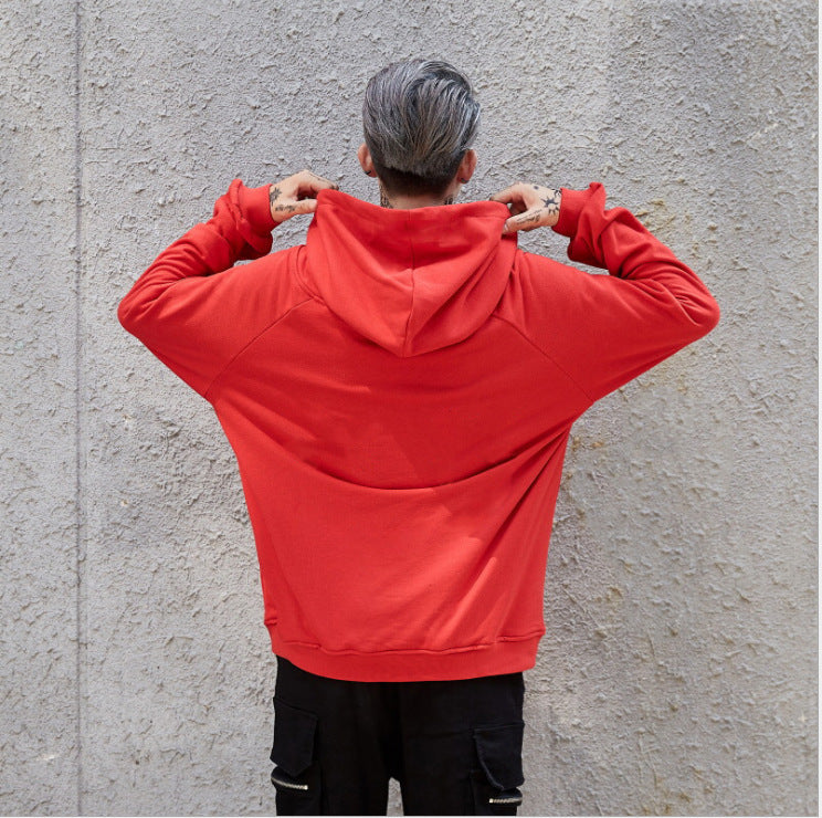 Men's Casual Fashion Color Matching Smiley Hoodie Long Sleeve Sports Hooded Top Men's Wear