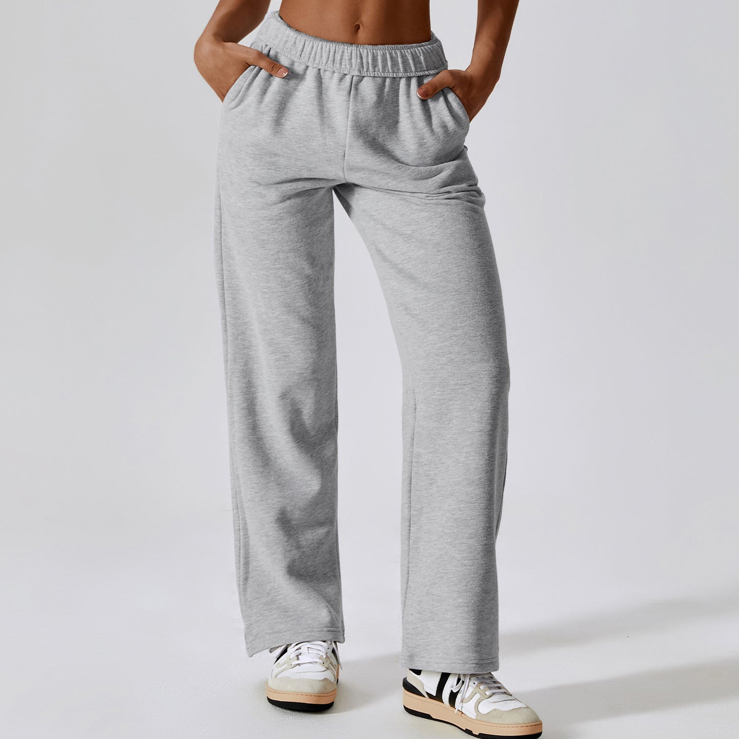 Waist Plus Velvet Warm Loose Sports Pants Straight Leg Wide Leg Pants Outdoor Leisure Sports Sweatpants Female