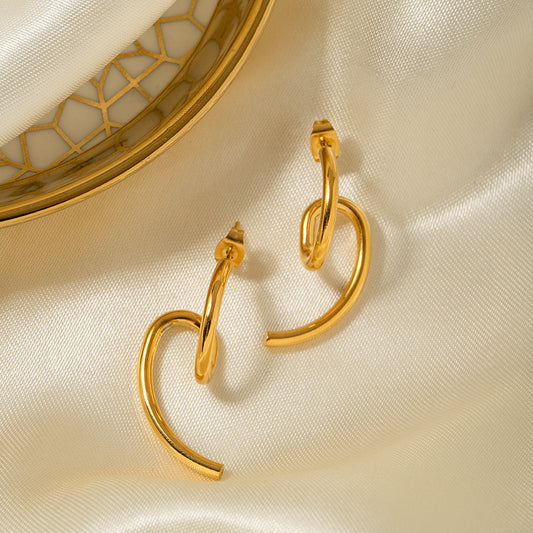 5pcs New Fashion 18K Gold Plated Stainless Steel Jewelry Earrings Exquisite Dull Surface Shaped Earrings Women's Jewelry