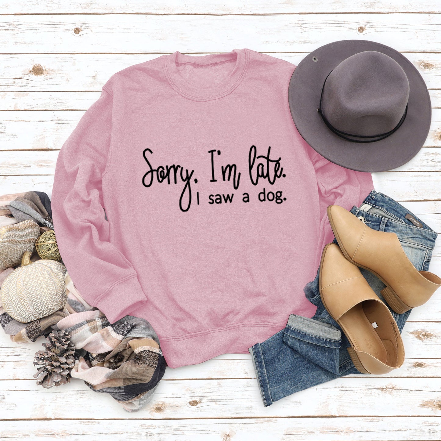 Autumn/Winter Base Long Sleeve Sorry I'M Late Alphabet Round Neck T-Shirt Ebay Women's Hoodie