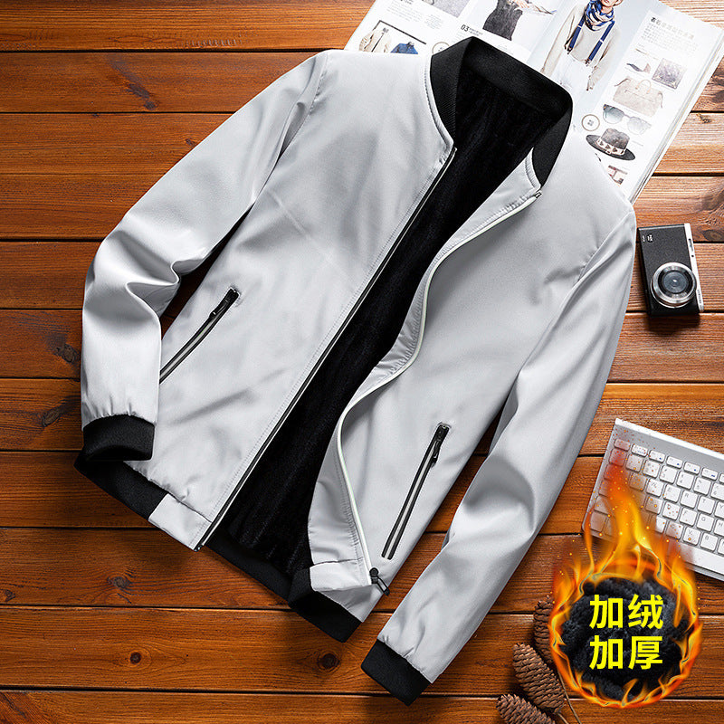 Men's Jacket Spring And Autumn New Version Of Baseball Clothes On The Clothes Plus Fleece Jacket Men's Cargo Coat
