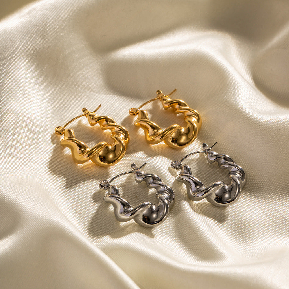 5pcs Same Earrings Gold-Plated Stainless Steel Hemp Wreath Earrings Titanium Steel Geometric Drop Earrings For Women
