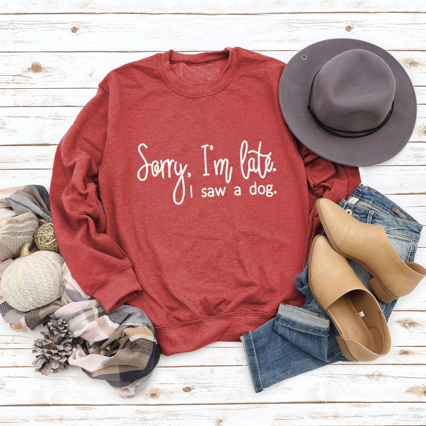 Autumn/Winter Base Long Sleeve Sorry I'M Late Alphabet Round Neck T-Shirt Ebay Women's Hoodie
