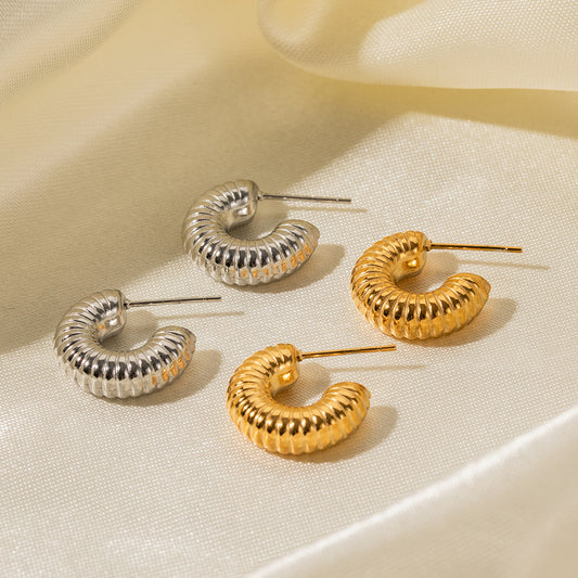 5pcs 18K Vacuum Electroplated Stainless Steel C-Shaped Earrings Jewelry Earrings Woman