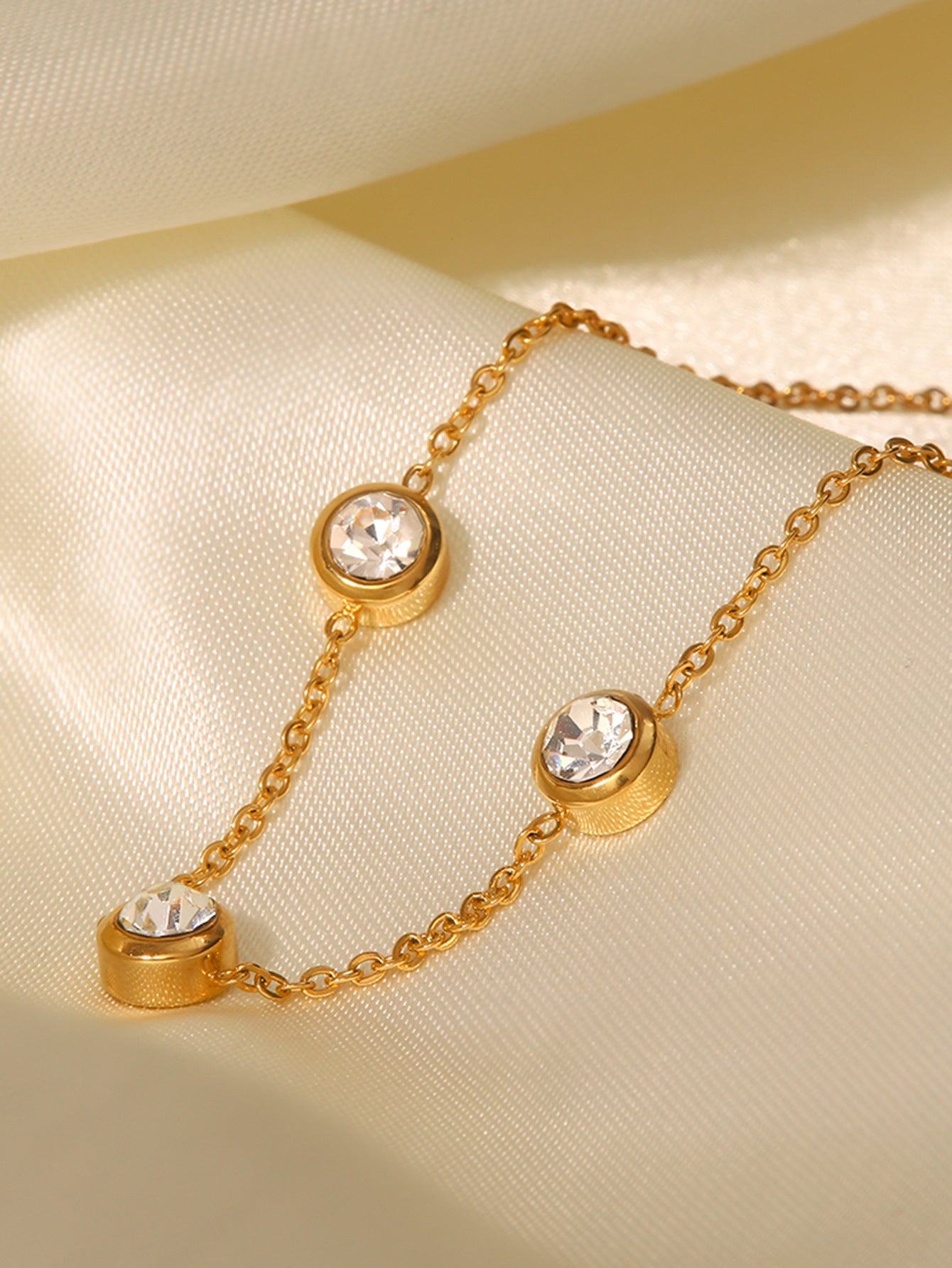 5pcs New Fashion Bracelet 18K Gold Plated Round Zircon Stainless Steel Bracelet Fashion Accessories