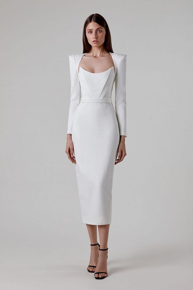 Fashion Shoulder Pads Sexy Low Cut Waist Bright Dress Elegant Temperament Bandage Dress