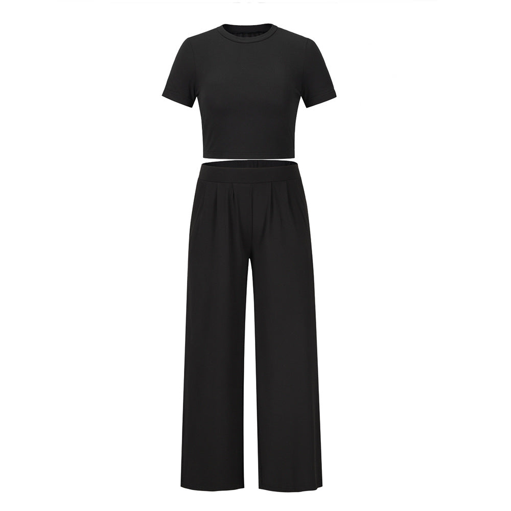 Fashion Leisure Suit Spring/Summer New Short-Sleeved T-Shirt + Trousers Two-Piece Set Plus-Size Women's Wear