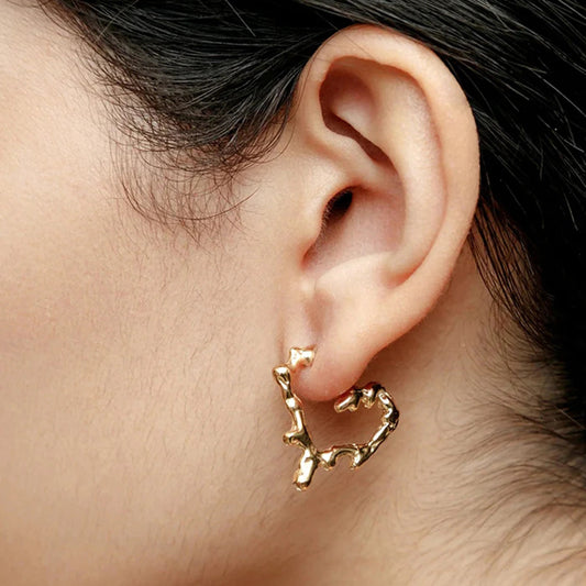 5pcs 18K Gold Stainless Steel Earrings Lava Love Earrings Earrings Accessories Women's Non-Fading Accessories