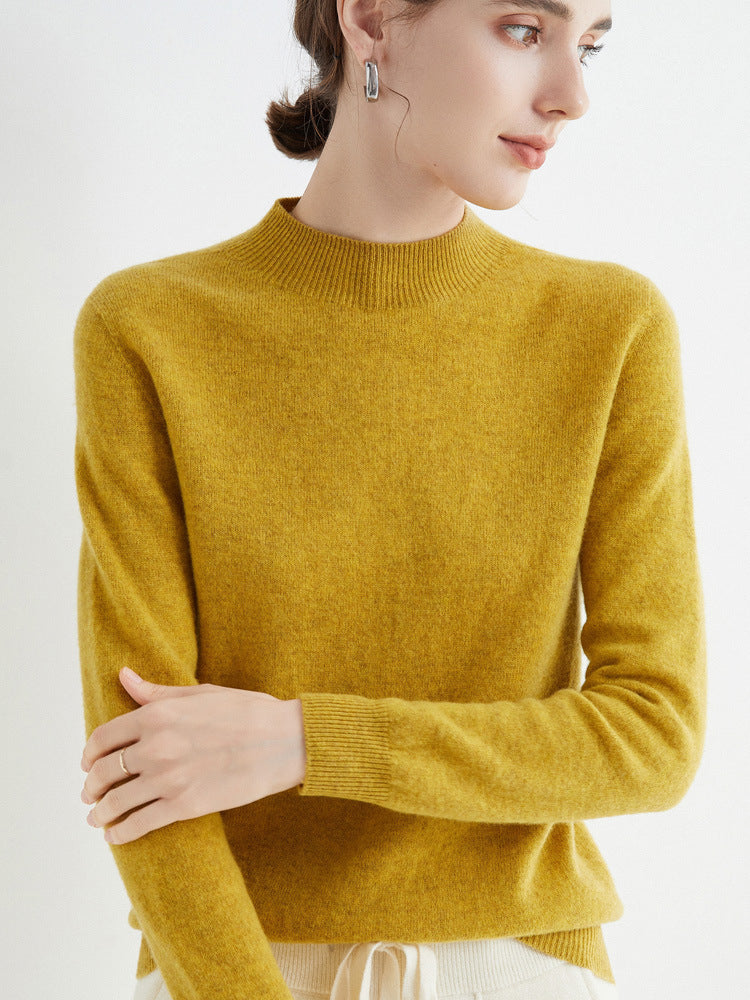 100 Pure Wool Knitwear Women's V-Neck Pullover Loose Base Shirt Autumn And Winter New Solid Color Sweater