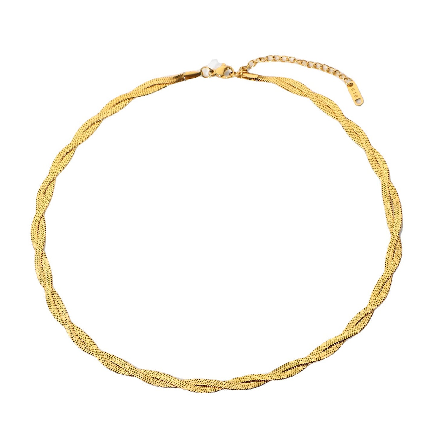 5pcs Exquisite 18K Gold-Plated Stainless Steel Necklace Titanium Steel Popular Double Cross Flat Snake Chain Necklace Jewelry Women