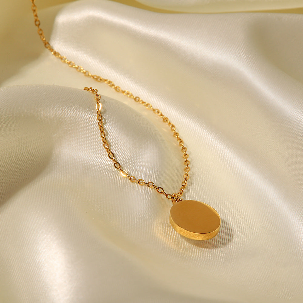 5pcs Light Luxury Oval Catopal Pendant Necklace Vintage Style High-Grade Sense Of Everything Clavicle Chain Necklace